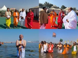 Manipur CM, Ministers take Dip at Triveni Sangam in Prayagraj (LD)
