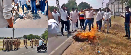 BJP workers burn effigy of Rahul Gandhi during visit to Amethi