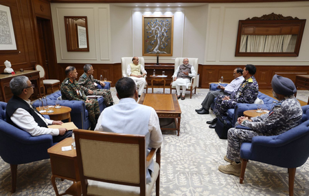 Operation Sindoor: PM Modi meets Rajnath Singh, NSA Doval and three service chiefs (Lead)