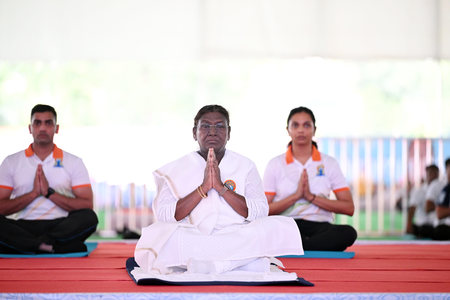 President Droupadi Murmu participates in mass Yoga event in Dehradun