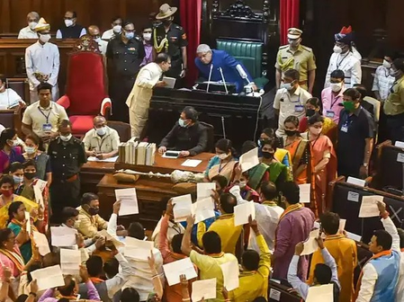 Four BJP legislators suspended for entire Monsoon session amid chaos in Bengal Assembly